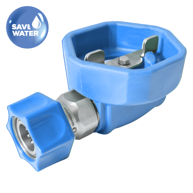 Zawór kulowy ULTRA HYGIENIC® ½’’ – osłona gumowa, złącze żeńskie, SAVE WATER, niebieski
