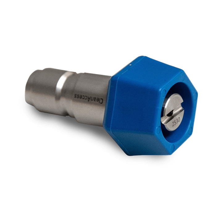 Lanca pianowa ULTRA HYGIENIC® Antimicrobial 70 mm z dyszą 25/30 – strumień płaski, niebieska