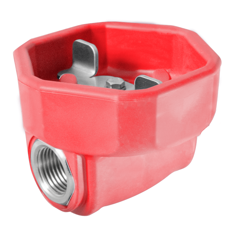Zawór kulowy ULTRA HYGIENIC® ½’’ – osłona gumowa, czerwony