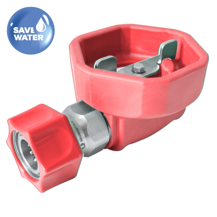 Zawór kulowy ULTRA HYGIENIC® ½’’ – osłona gumowa, złącze żeńskie, SAVE WATER, czerwony